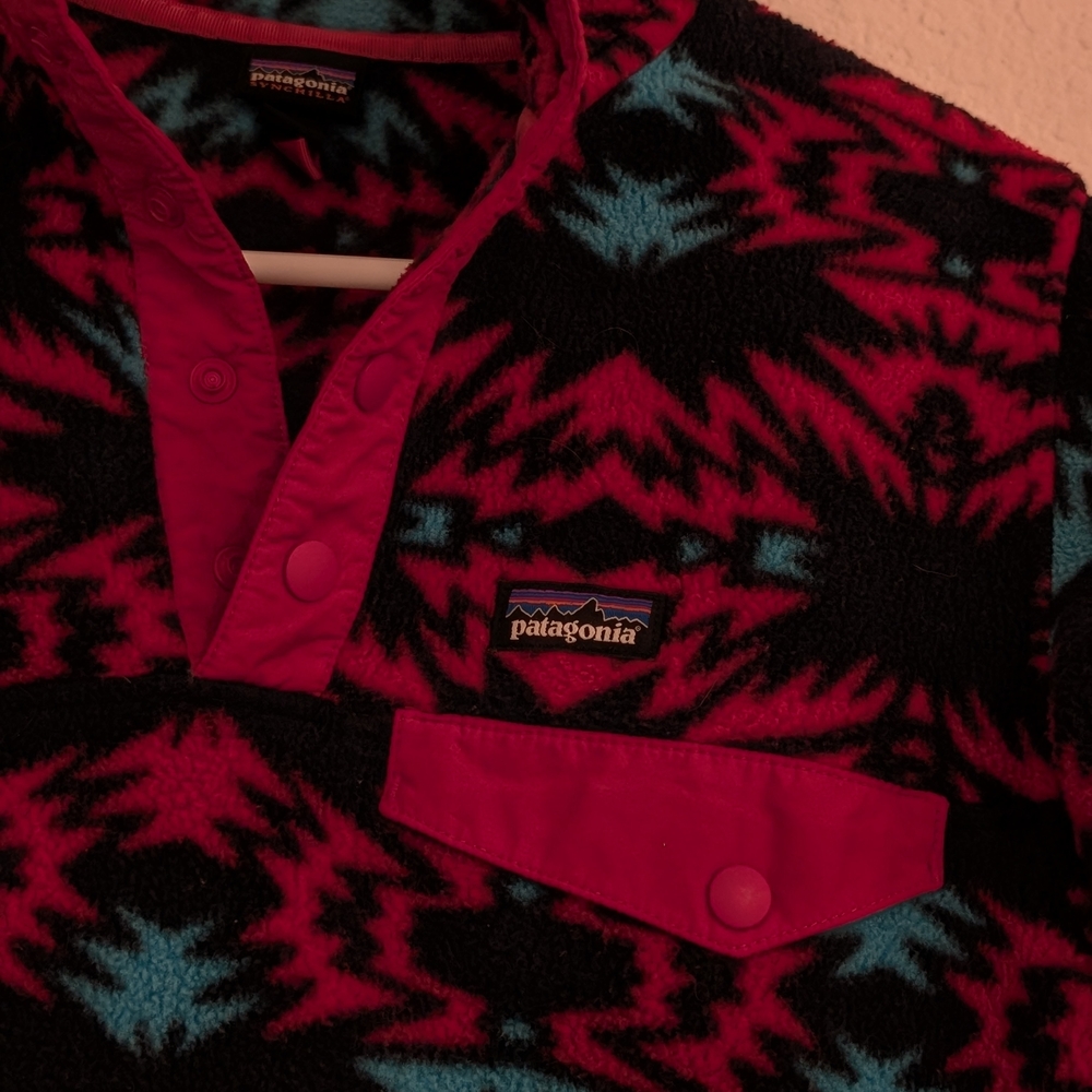 Patagonia Synchilla Snap-T Pullover Aztec Sweater Size L (12) Youth - Picture 3 of 4